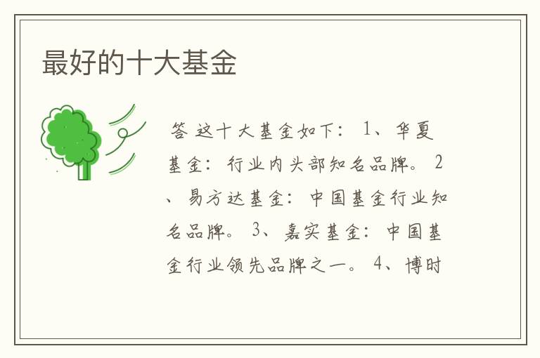 最好的十大基金